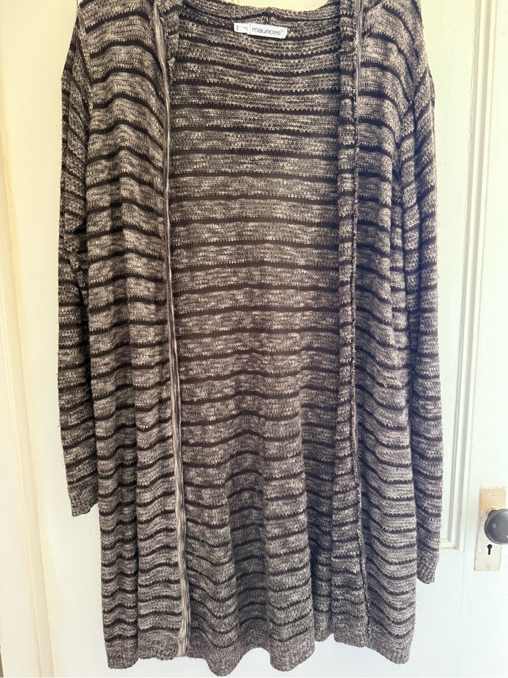 Maurices Striped Open-Front Cardigan in Brown and Black